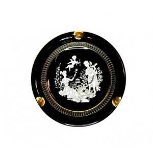 Vintage Deep Cobalt Blue Florentine Ashtray With Gold Accents - Romance